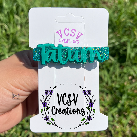 Teal Glitter + Aqua Bar Clip