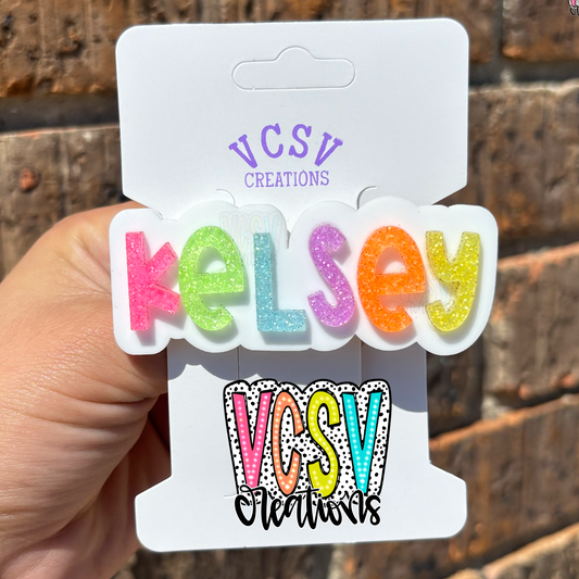 Multi color Neon Glitter Hair Clip