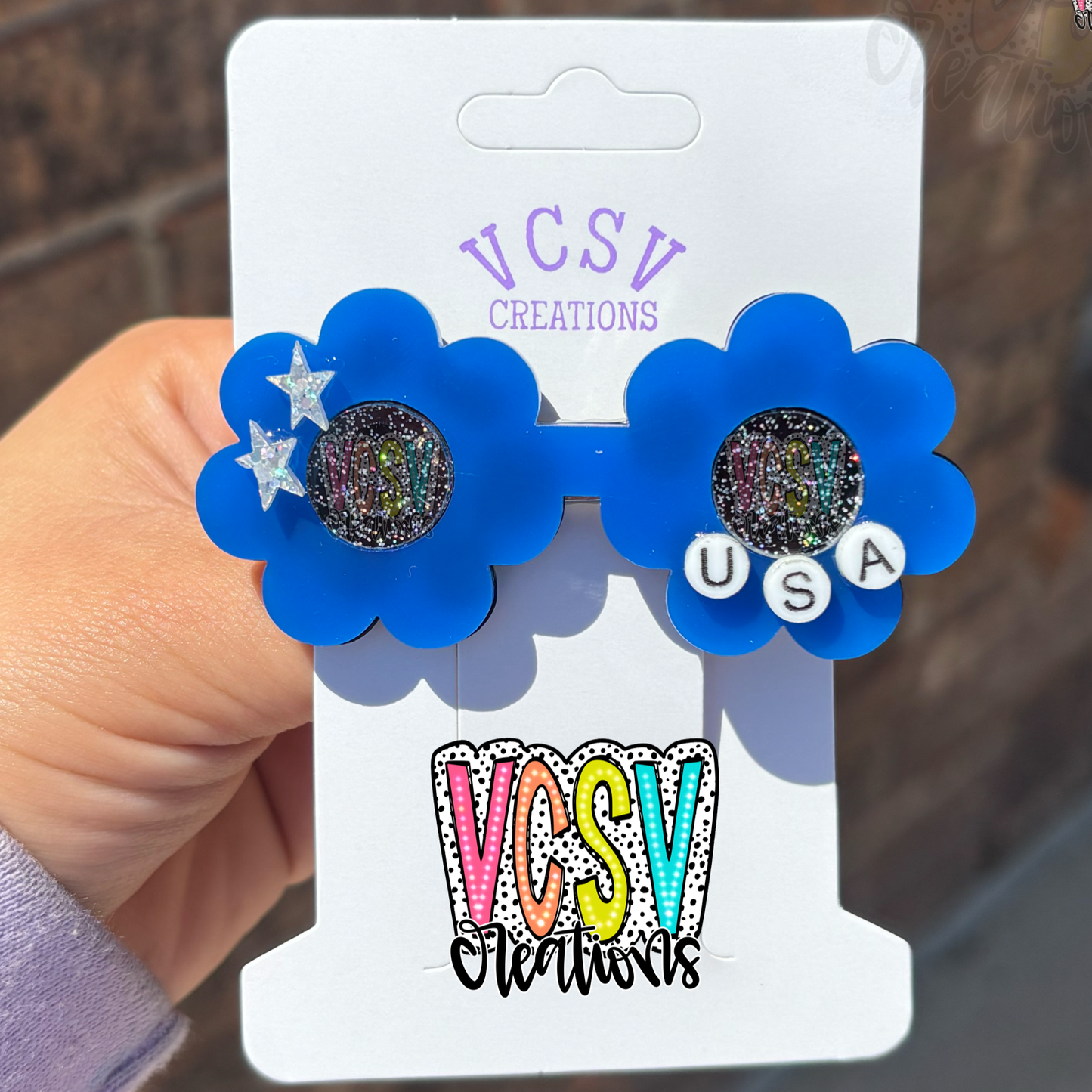 Blue USA Sunnies Hair Clip