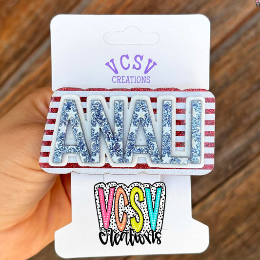 Stars&Stripes Name Hair Clip