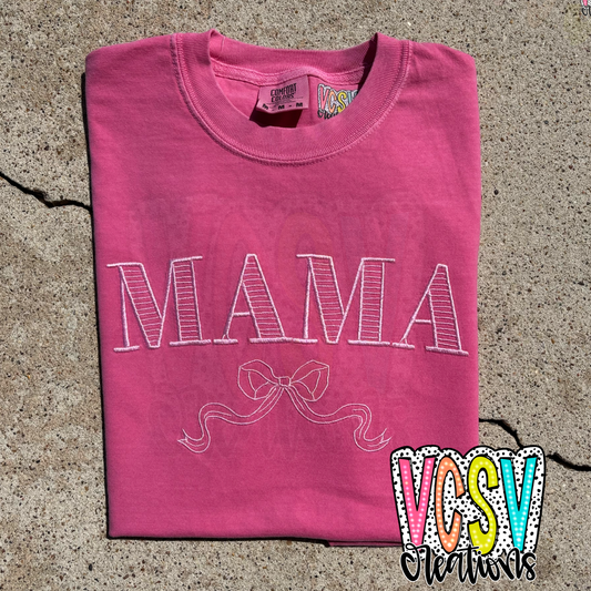 Mama +Bow embroidery