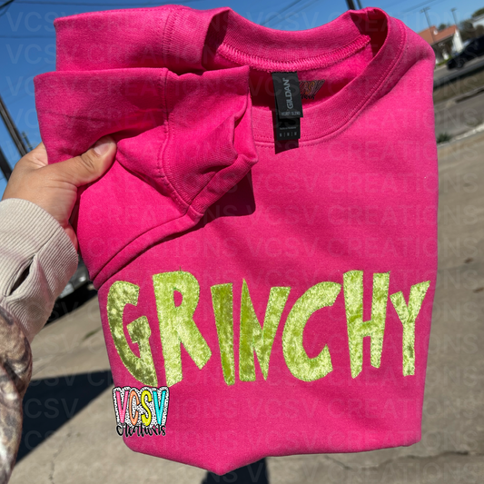 g r i n c h y Velvet embroidery crew