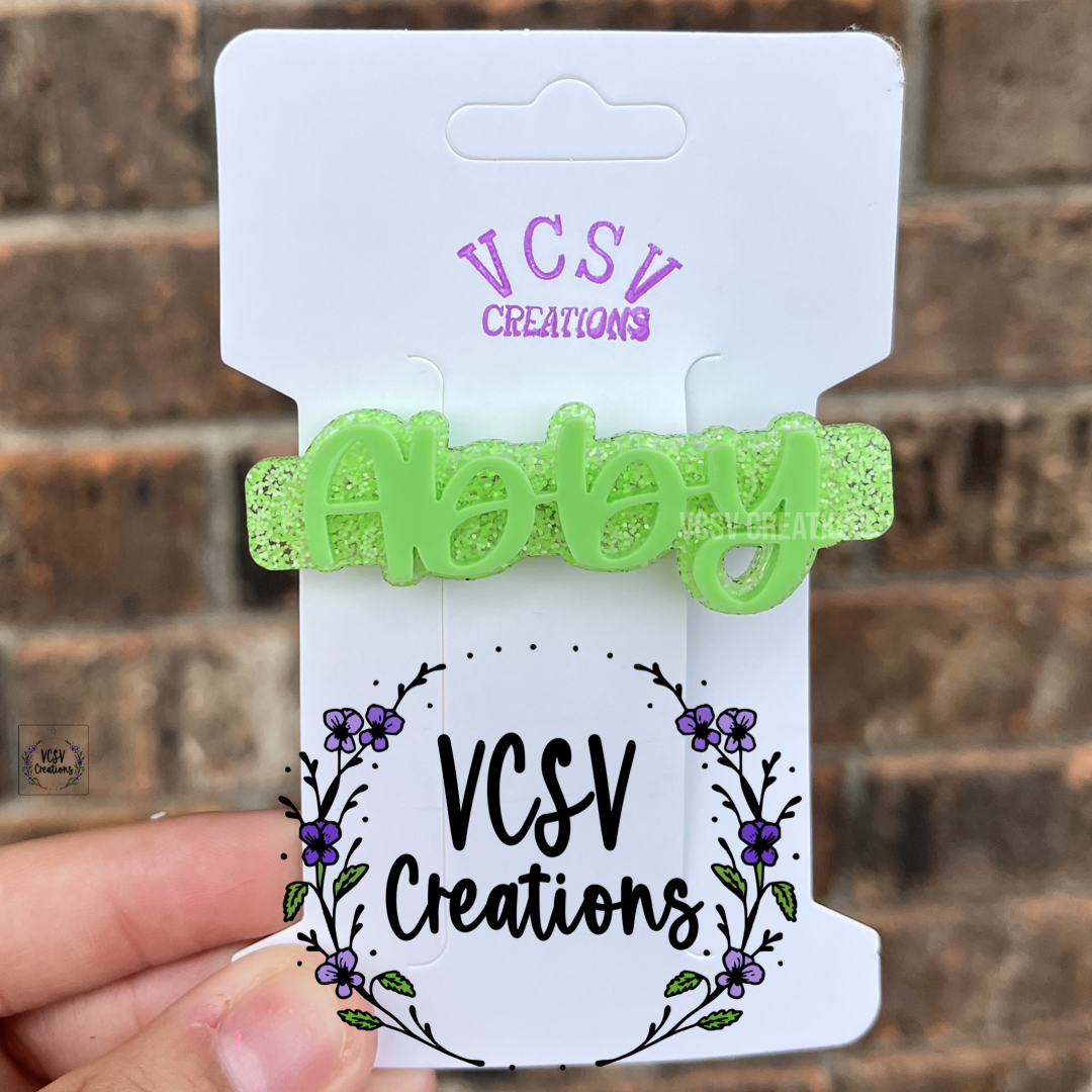 Neon Green glitter Bar Clip