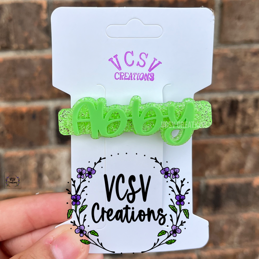 Neon Green glitter Bar Clip