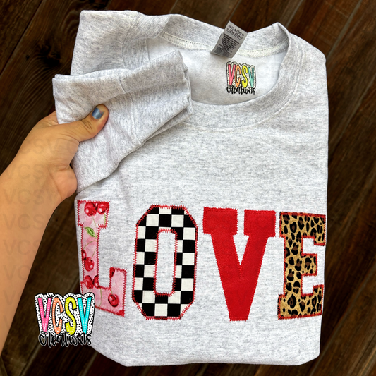 Retro LOVE embroidery crewneck 🍒