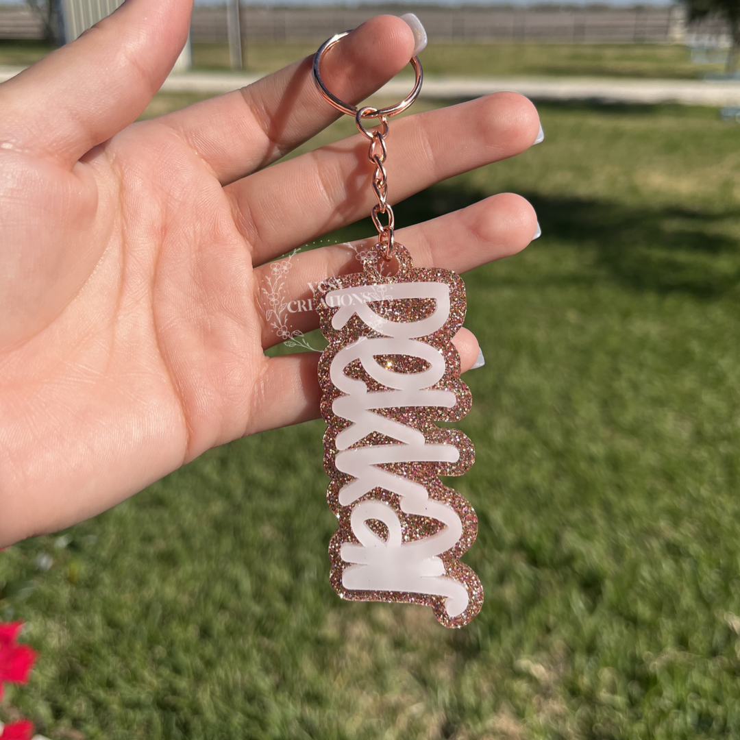 Rose gold glitter keychain