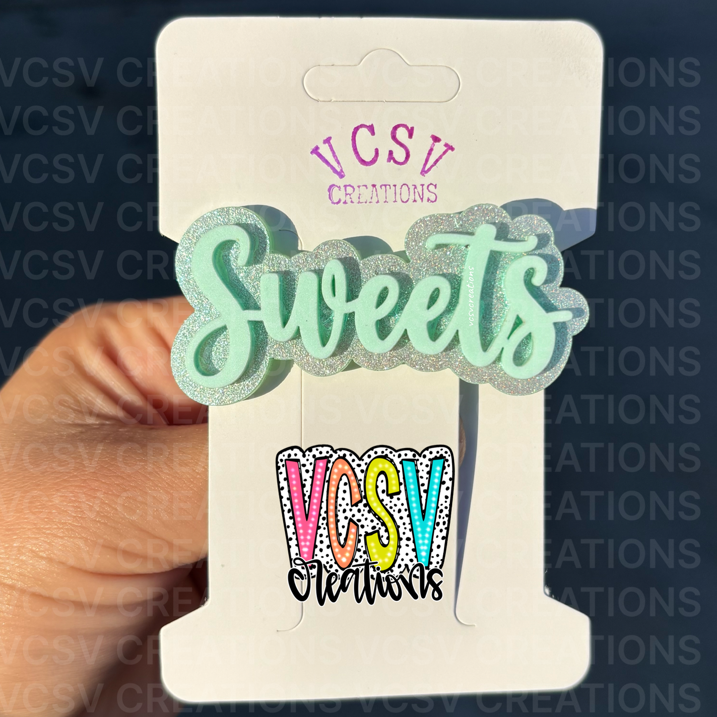 Mint glitter +mint hair clip