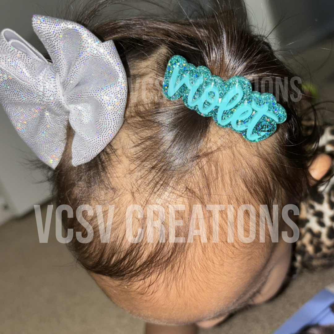 Violets Teal Hair clip