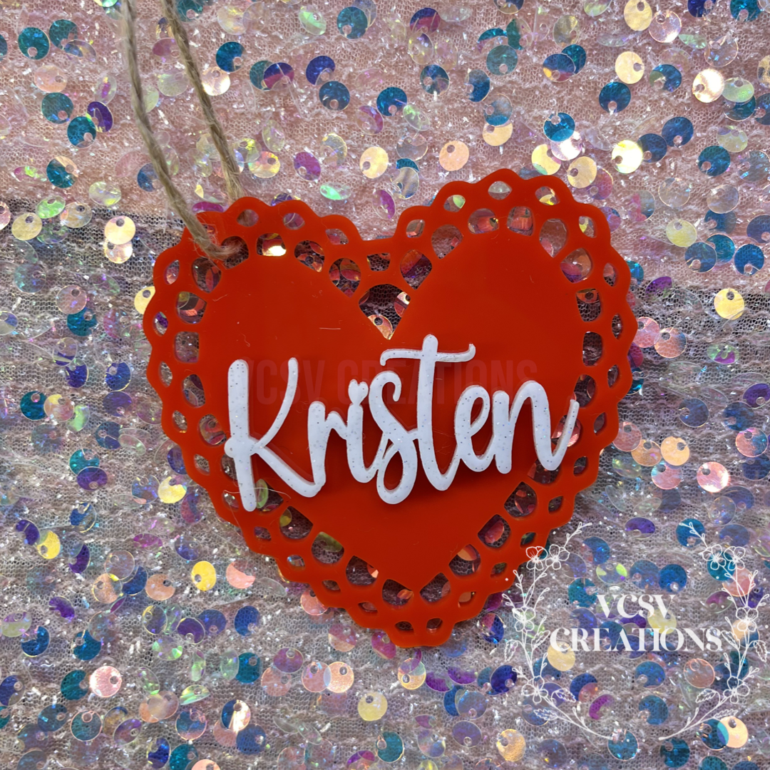 V Day Cut Out Heart tag