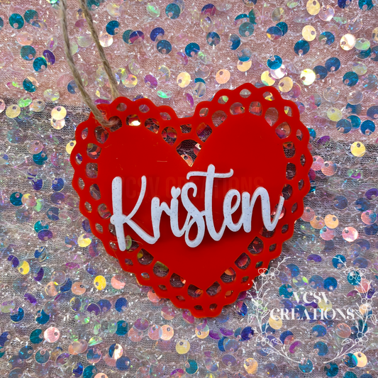 V Day Cut Out Heart tag