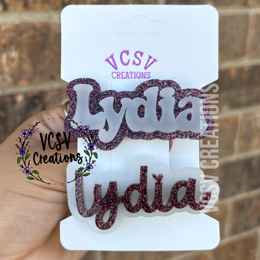 Maroon + milky white Clip set (one name per set)