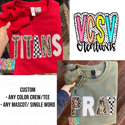 Custom leopard/camo lace appliqué embroidery