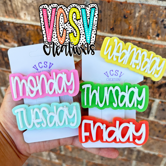 Days of the week Hair Clip set