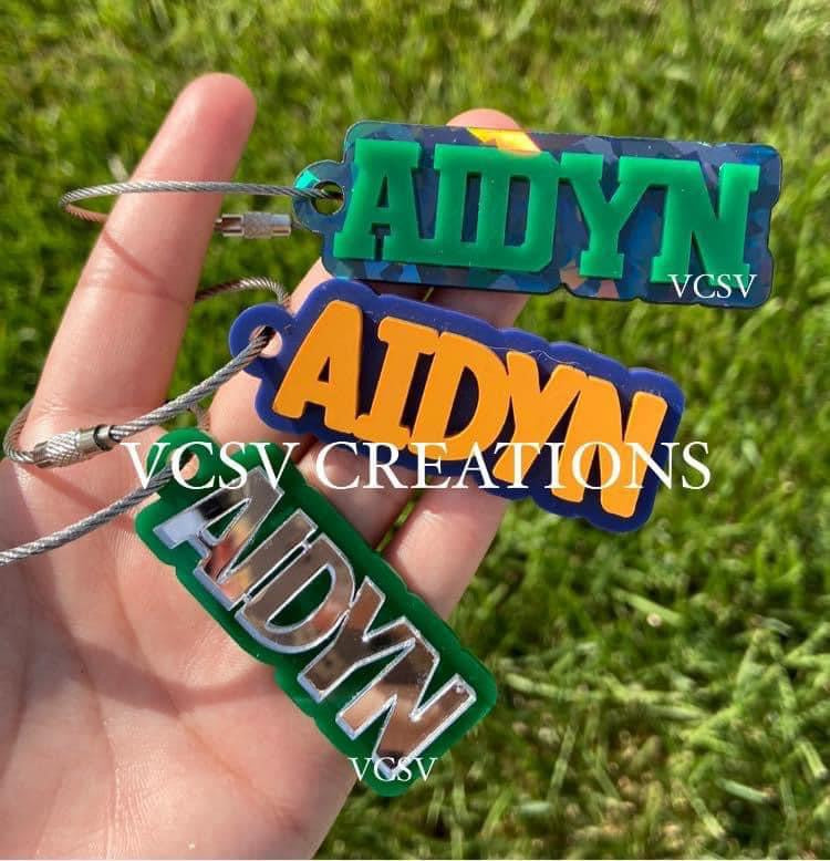 Navy/green bottle tags