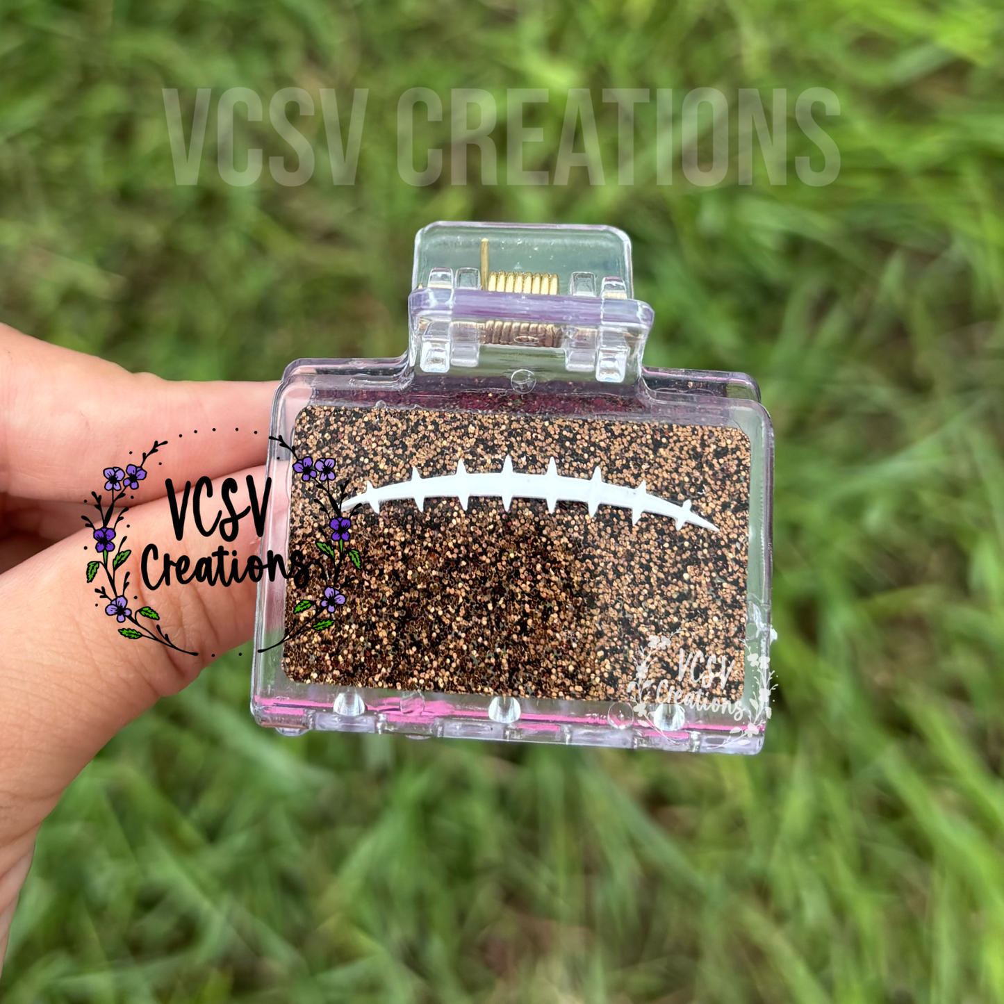 Glitter Football Claw Clip🏈