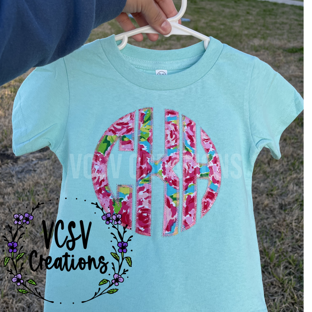 Floral Monogram Embroidered Tee