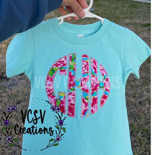 Floral Monogram Embroidered Tee