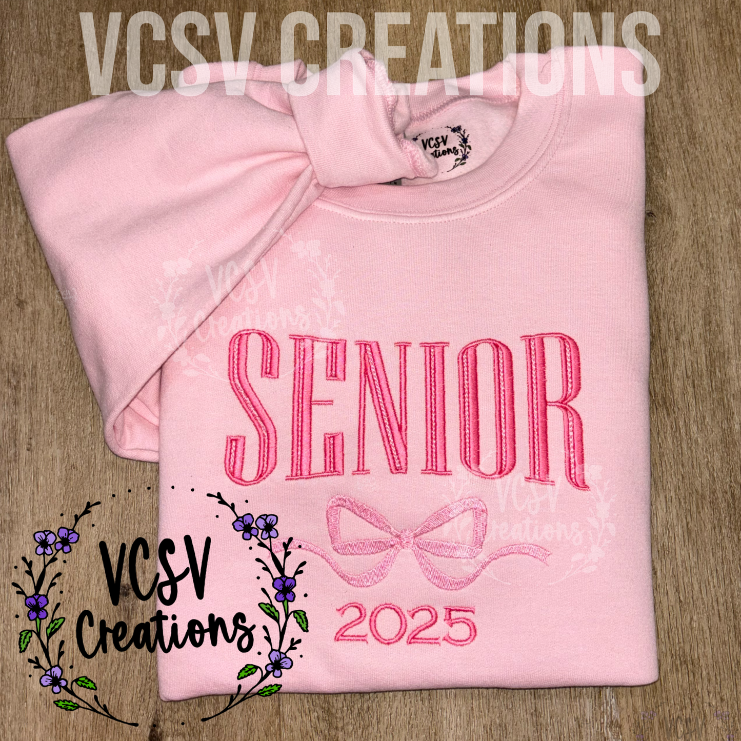 Girly Bow Senior Embroidery * colors can be changed