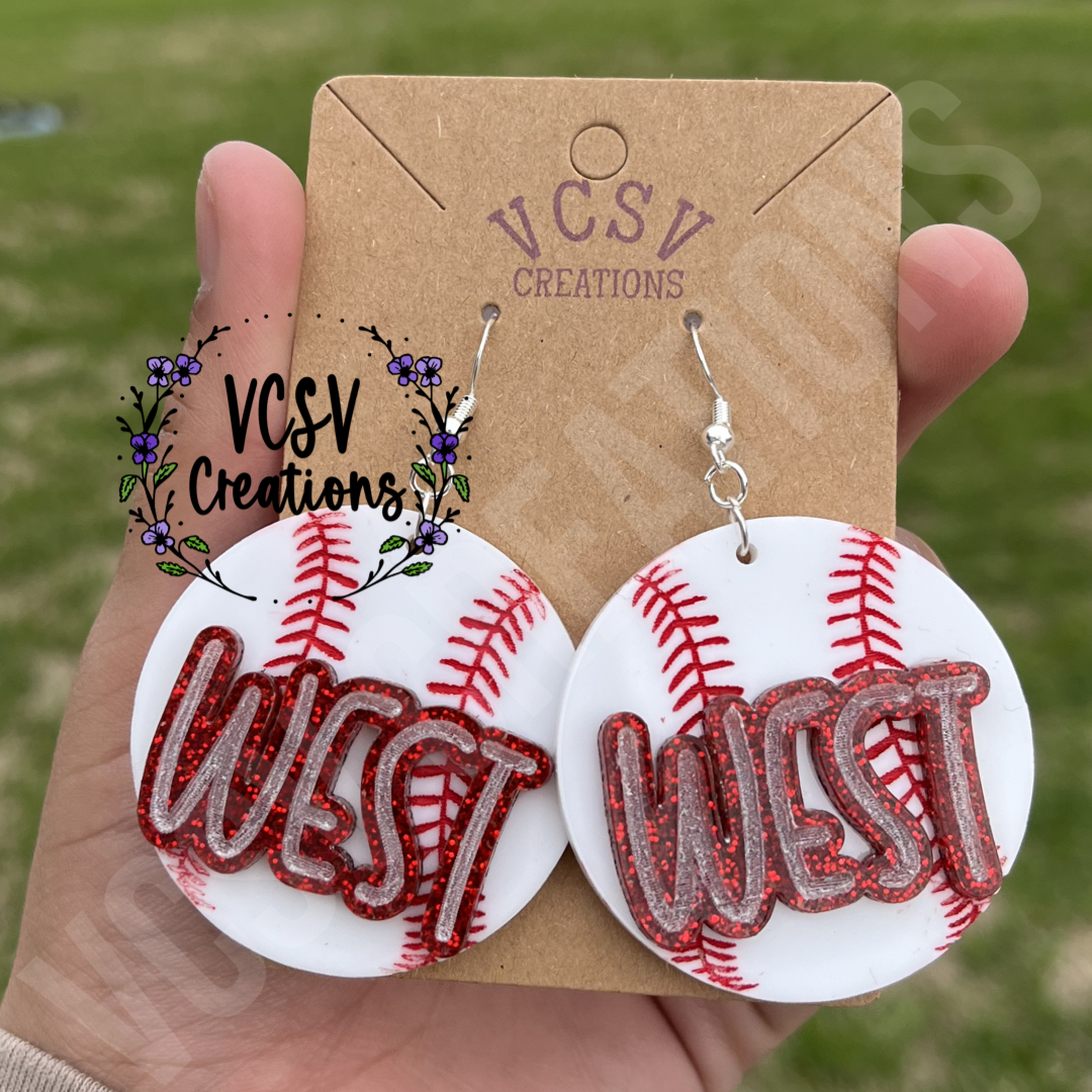 WEST Baseball/softball Earrings