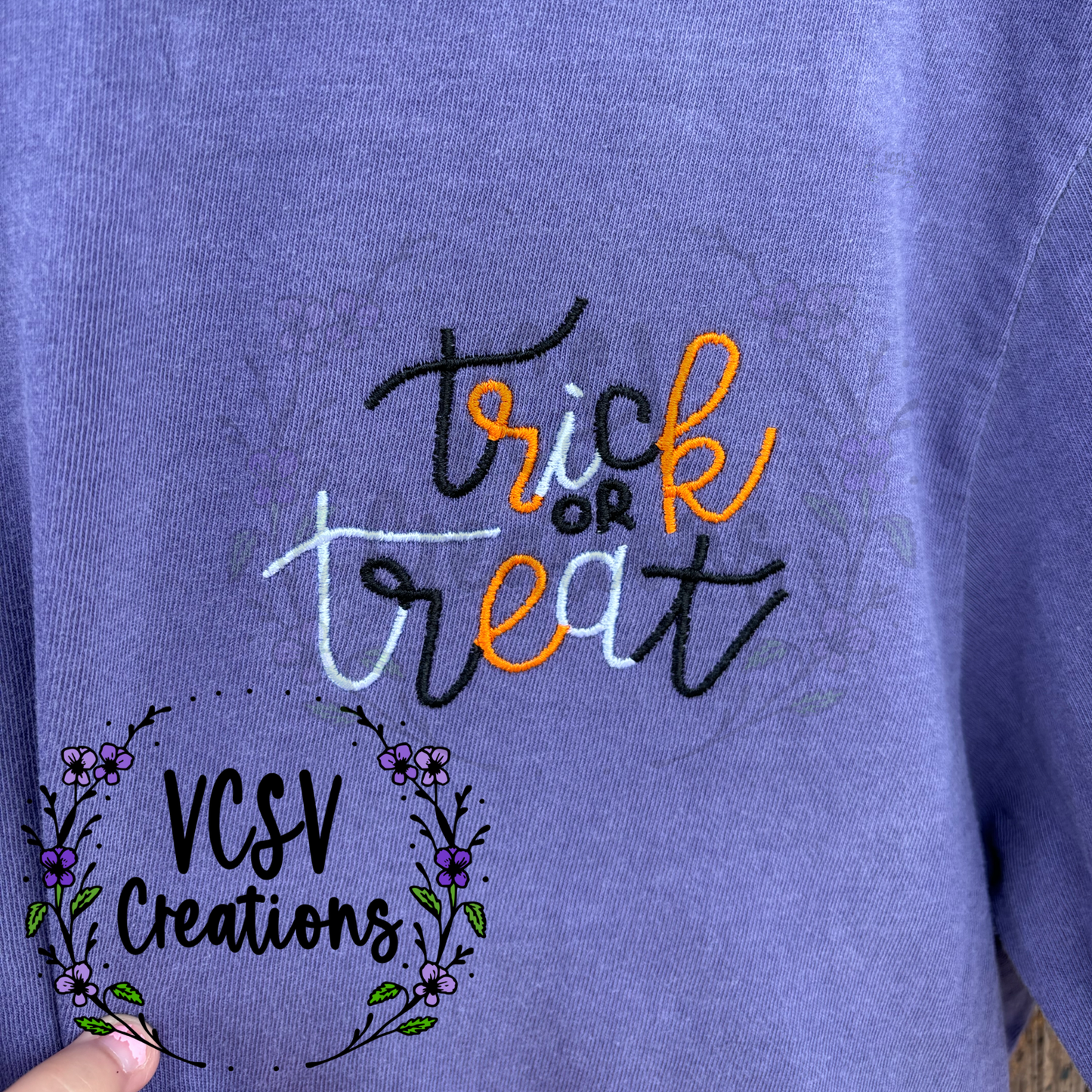 Trick Or Treat embroidery (mystery color tee)