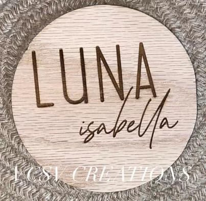 Wooden Engraved Name Circle